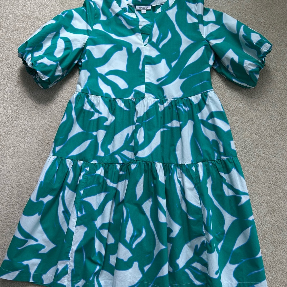 Chico's Puff Sleeve Ruffle Dress